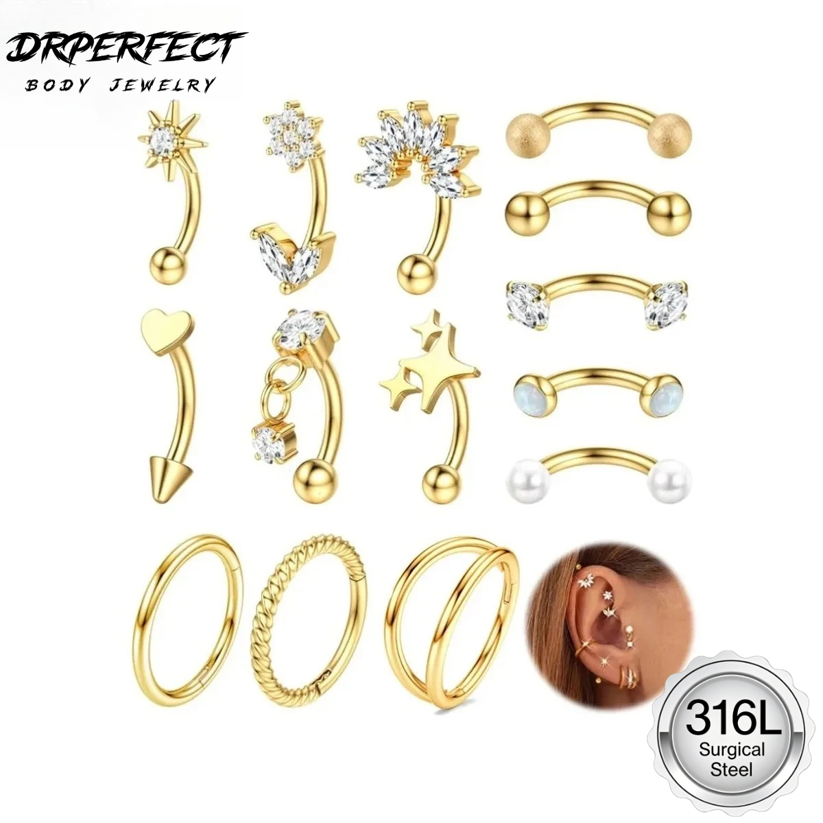 Conch Earring Hoop - Drperfect 1 szt. Kolczyk do brwi