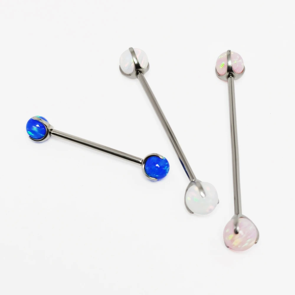 Tongue Barbell Straight - Kulki do piercingu tytanowe G23 Opal