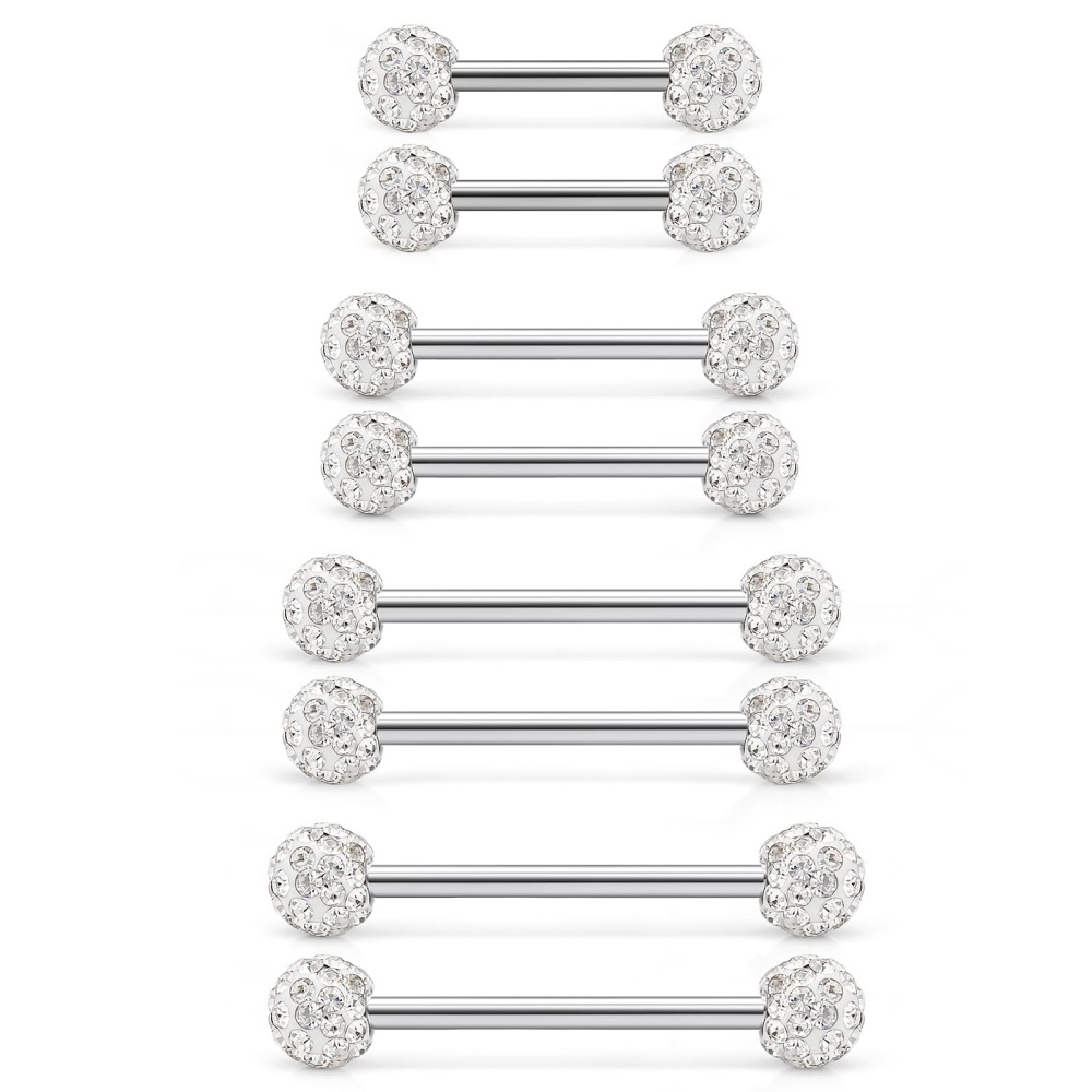Tongue Barbell Straight - 8 sztuk 14G CZ utwardzona kulka